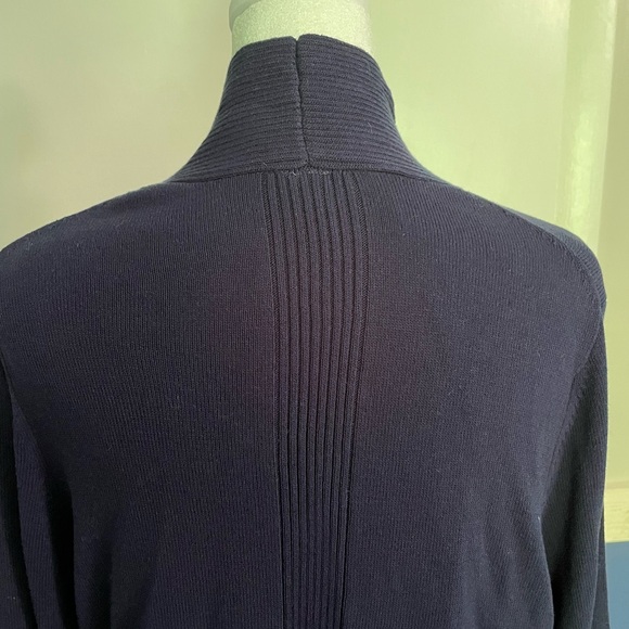 By Anthropologie Banlieue Peplum Cardigan Sweater Woman Size Large Navy NWOT - Picture 5 of 13